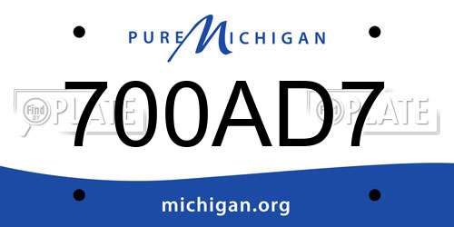 700AD7 Michigan License Plate