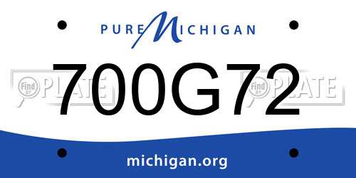 700G72 Michigan License Plate