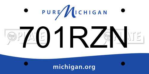 701RZN Michigan License Plate