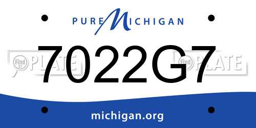 7022G7 Michigan License Plate