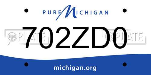702ZD0 Michigan License Plate
