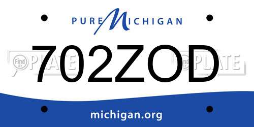 702ZOD Michigan License Plate