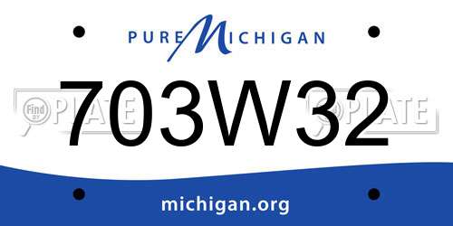 703W32 Michigan License Plate
