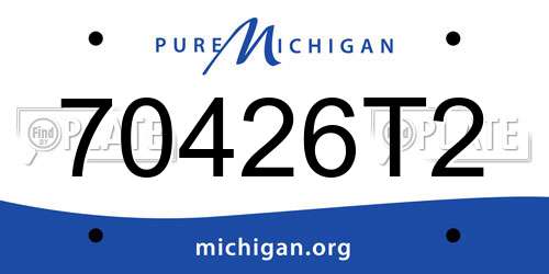 70426T2 Michigan License Plate