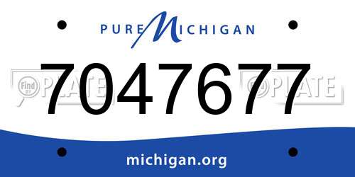 7047677 Michigan License Plate
