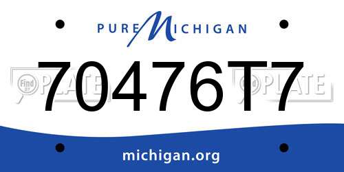 70476T7 Michigan License Plate
