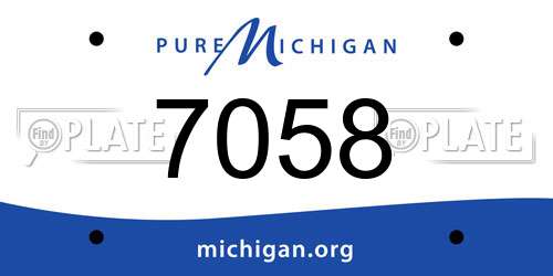 7058 Michigan License Plate