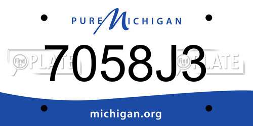 7058J3 Michigan License Plate