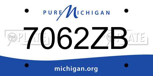 7062ZB Michigan License Plate