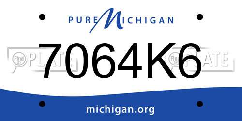 7064K6 Michigan License Plate