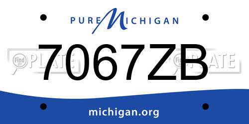 7067ZB Michigan License Plate