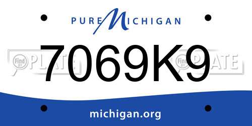 7069K9 Michigan License Plate