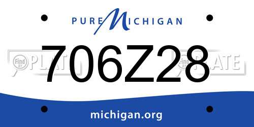 706Z28 Michigan License Plate