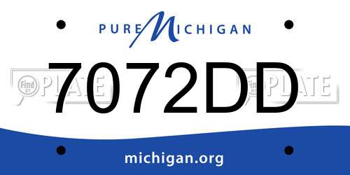 7072DD Michigan License Plate