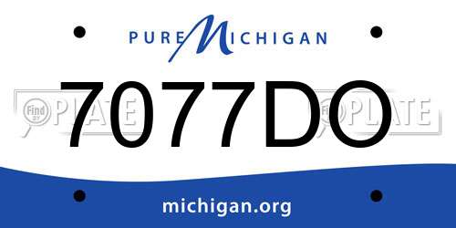 7077DO Michigan License Plate