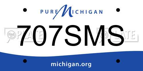 707SMS Michigan License Plate