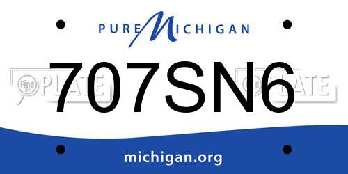 707SN6 Michigan License Plate