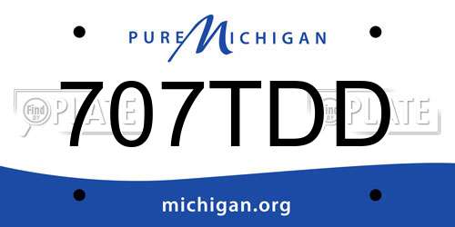 707TDD Michigan License Plate