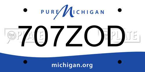 707ZOD Michigan License Plate