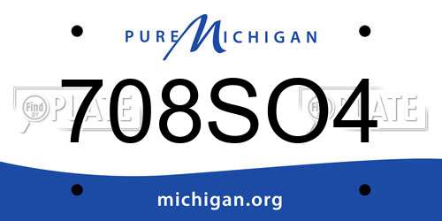 708SO4 Michigan License Plate