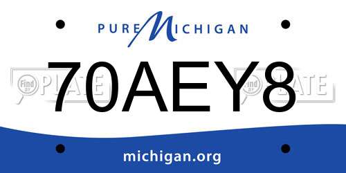 70AEY8 Michigan License Plate