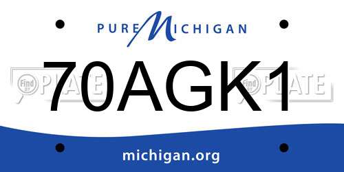 70AGK1 Michigan License Plate