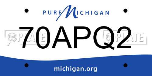 70APQ2 Michigan License Plate