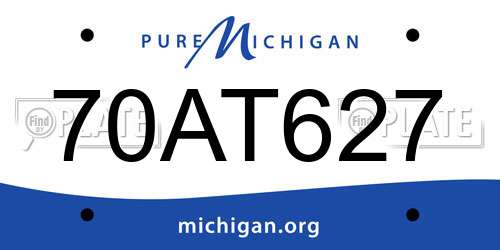 70AT627 Michigan License Plate