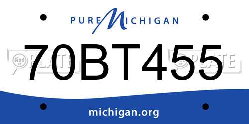 70BT455 Michigan License Plate