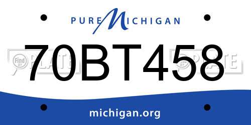 70BT458 Michigan License Plate