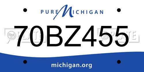 70BZ455 Michigan License Plate