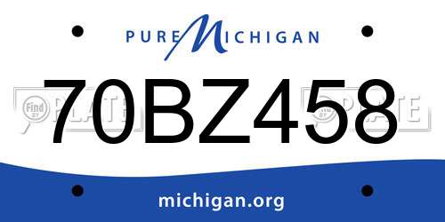 70BZ458 Michigan License Plate