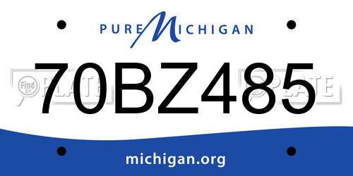 70BZ485 Michigan License Plate