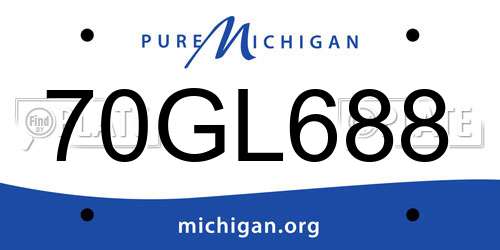 70GL688 Michigan License Plate