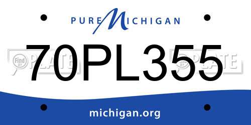 70PL355 Michigan License Plate
