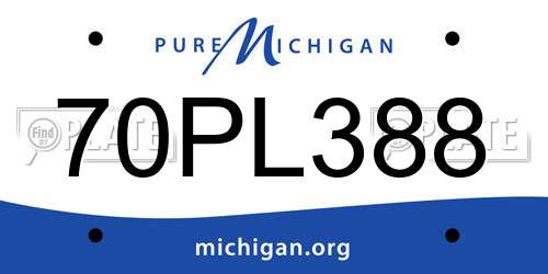 70PL388 Michigan License Plate