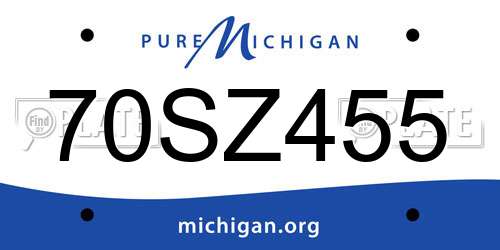 70SZ455 Michigan License Plate