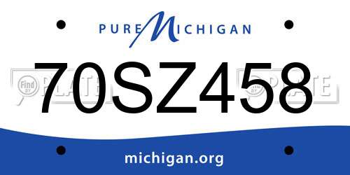 70SZ458 Michigan License Plate