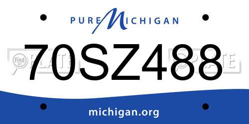 70SZ488 Michigan License Plate