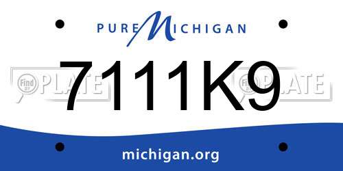 7111K9 Michigan License Plate