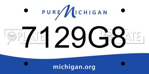 7129G8 Michigan License Plate
