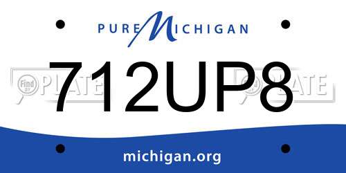 712UP8 Michigan License Plate