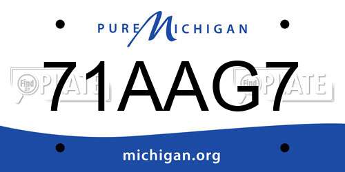 71AAG7 Michigan License Plate