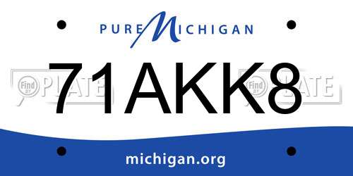 71AKK8 Michigan License Plate