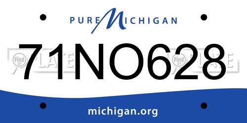 71NO628 Michigan License Plate