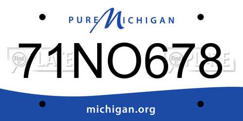 71NO678 Michigan License Plate