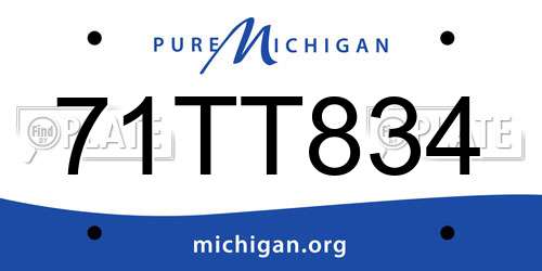 71TT834 Michigan License Plate