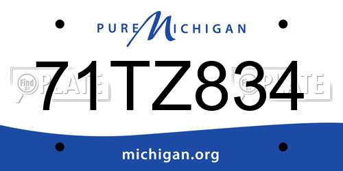 71TZ834 Michigan License Plate