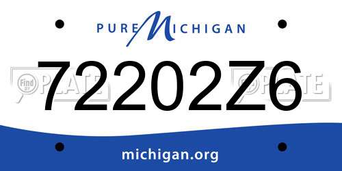 72202Z6 Michigan License Plate