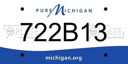 722B13 Michigan License Plate